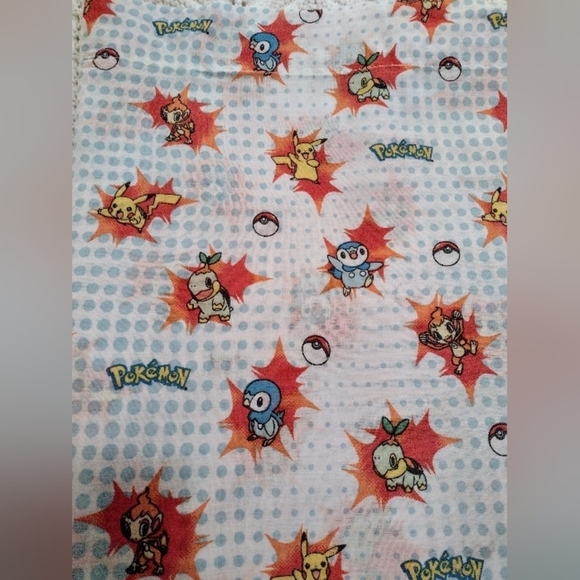 Pokemon Nintendo Springs Global Bed Flat Sheet 92" x 64" 2007 Pikachu Piplup - Picture 2 of 5